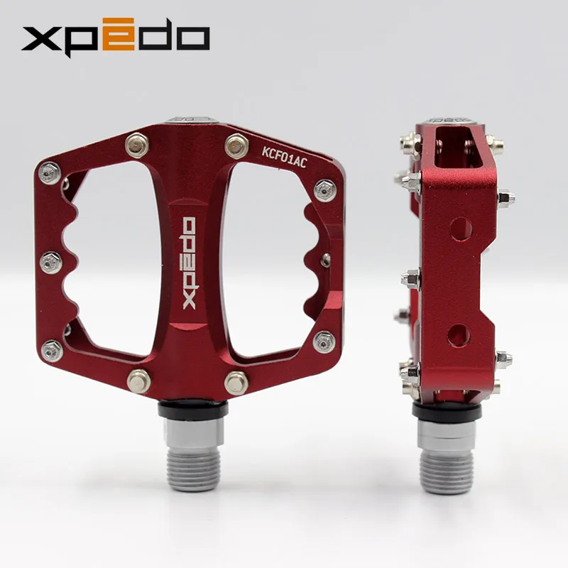 red Wellgo KCF01AC сверхлегкие велосипедные педали MTB из алюминиевого сплава, педали для шоссейного велосипеда, подшипник для горного велосипеда, не быстросъемная педаль Xpedo - Цвет: red