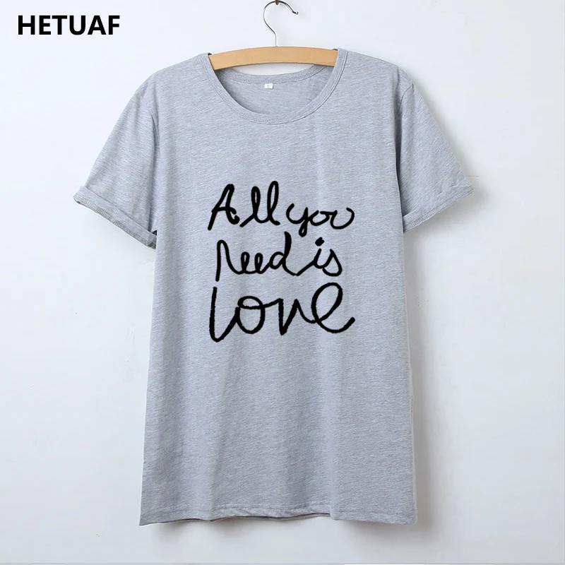 Женская хипстерская футболка HETUAF Повседневная с надписью All You Need Is Love 2018 | одежда