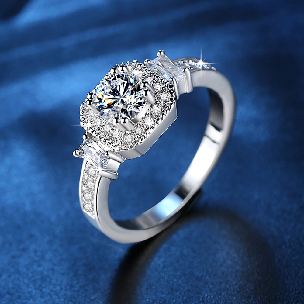 Silver Ring silver 925 Fashion jewelry gift for woman Square Wedding &amp Engagement WAKOWAJH | Украшения и аксессуары