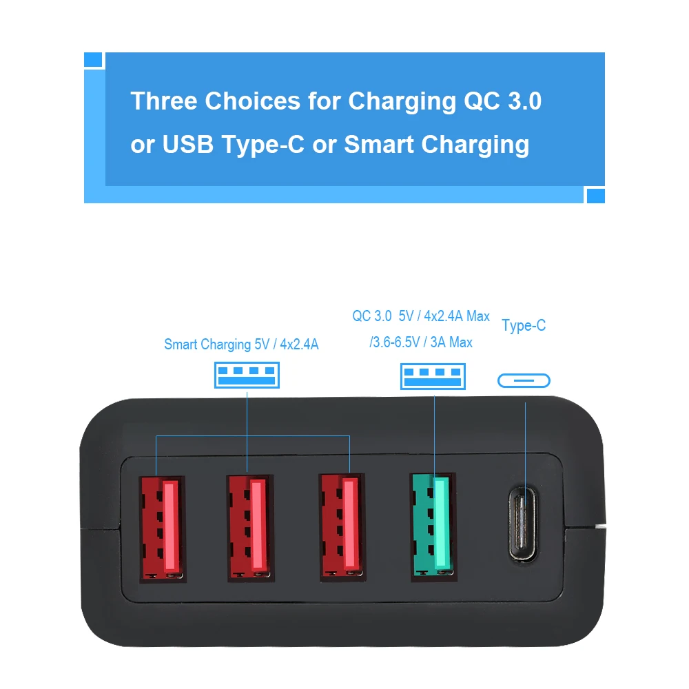 USB адаптер для быстрой зарядки 3 0 5 портов 6 А С кабелем 1 м|USB-хабы| |