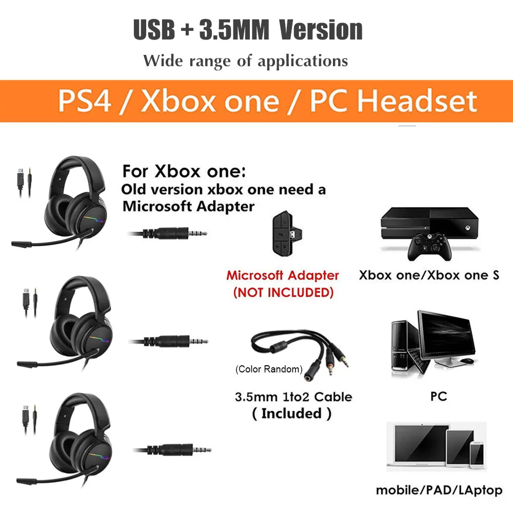 Оригинальная игровая гарнитура Xiberia V20 для PS4, новинка, xbox One, с USB+ 3,5 мм/USB 7,1, игровые наушники, PC Gamer, гарнитура с микрофоном, Led Ligh