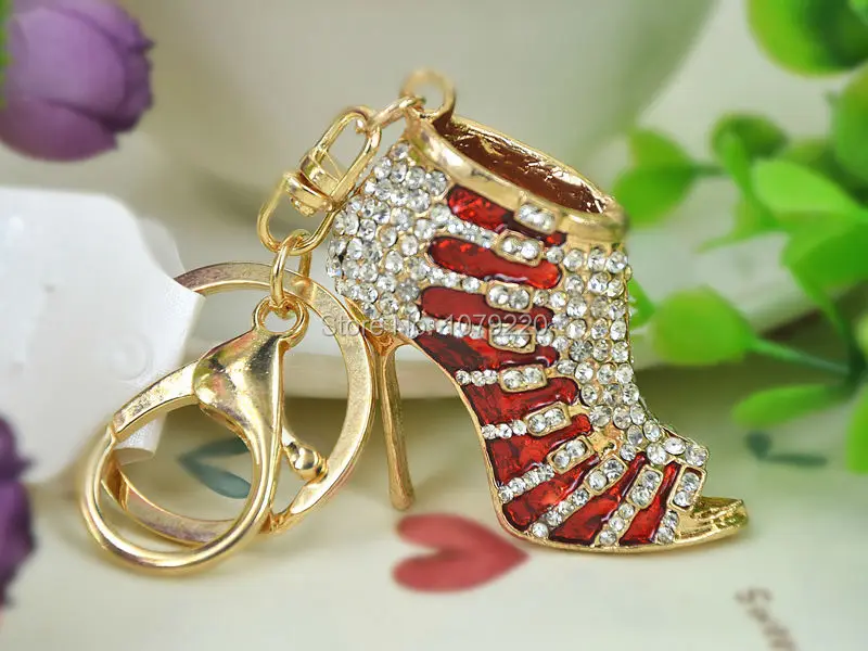 Двойная красная обувь на высоком каблуке кольцо для ключей модные ювелирные