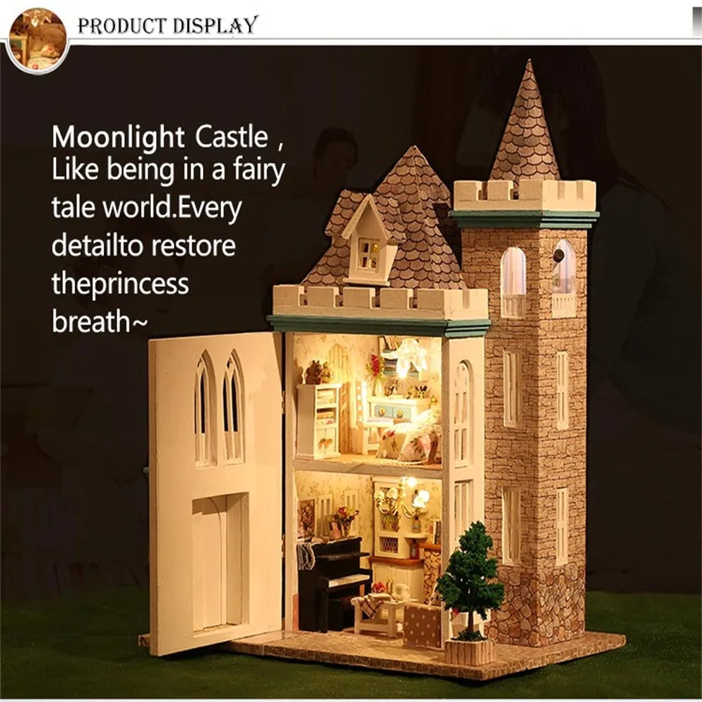 Рождественский подарок милый мультфильм 3D Деревянный DIY Миниатюрный светодио дный дом мебель led головоломки Украсить Творческие подарки