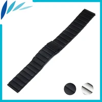 stainless steel watch band 24mm for sony smartwatch 2 sw2 folding clasp strap loop wrist belt bracelet black silver spring bar