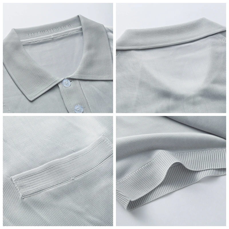 

JZ CHIEF Men Knitted T Shirt With Pocket Summer Short Sleeve T-shirt Nature Silk Argyle Breathable Formal Business Tshirt Blouse