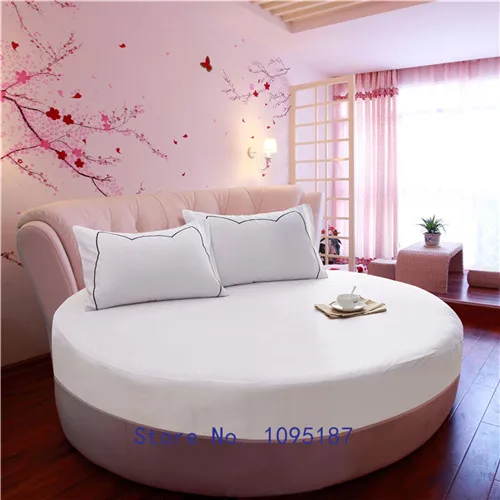 white wedding sheet Комплект простыней на резинке круглый лист+ наволочка хлопок простыня 3 шт./компл. круг упругой покрывало super king size простыня - Цвет: white wedding sheet