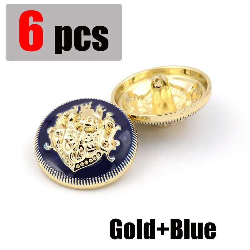 gold blue 6 шт./компл. 10-28 мм британский стиль с высоким уровнем Класс металлические пуговицы для Костюмы пальто модного бренда швейные принадлежности аксессуары для одежды - Цвет: gold blue