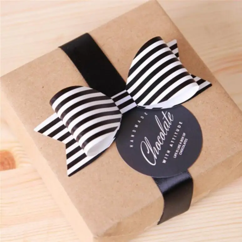 30 шт./лот подарочная упаковка сделай сам в полоску и горошек бант для торта