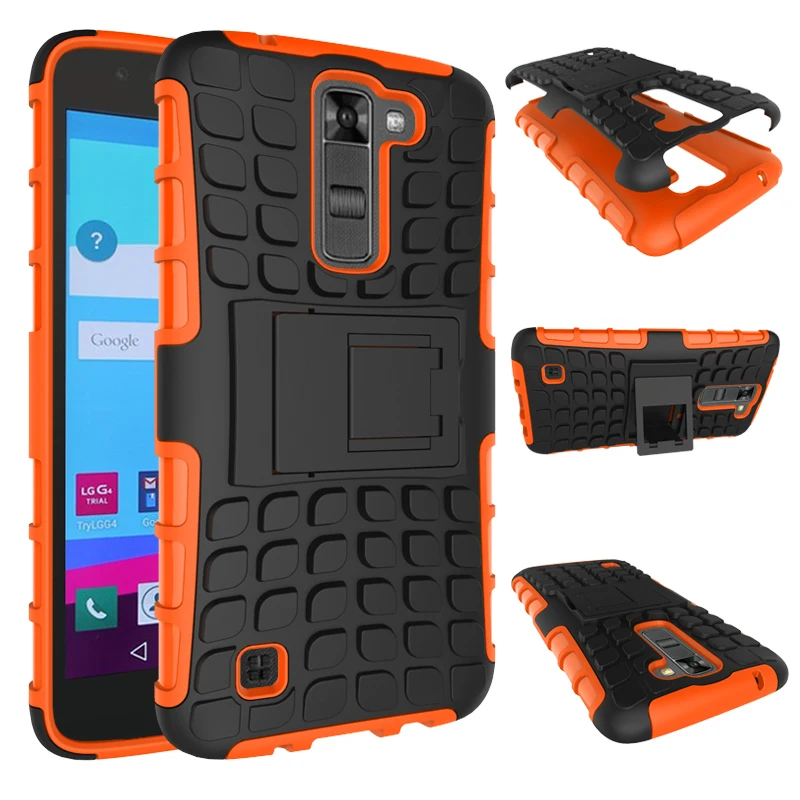 Silicon + Plastic 2 in 1 Dual Layer Shockproof Stand Phone Protection Case Cover For LG K7 | Mobile Cases &amp Covers
