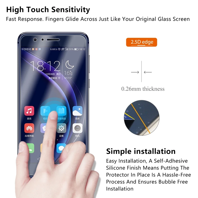 2.5D 0 26 мм 9H Премиум Закаленное стекло для Huawei Honor 8 Защитная пленка экрана 8A lite |