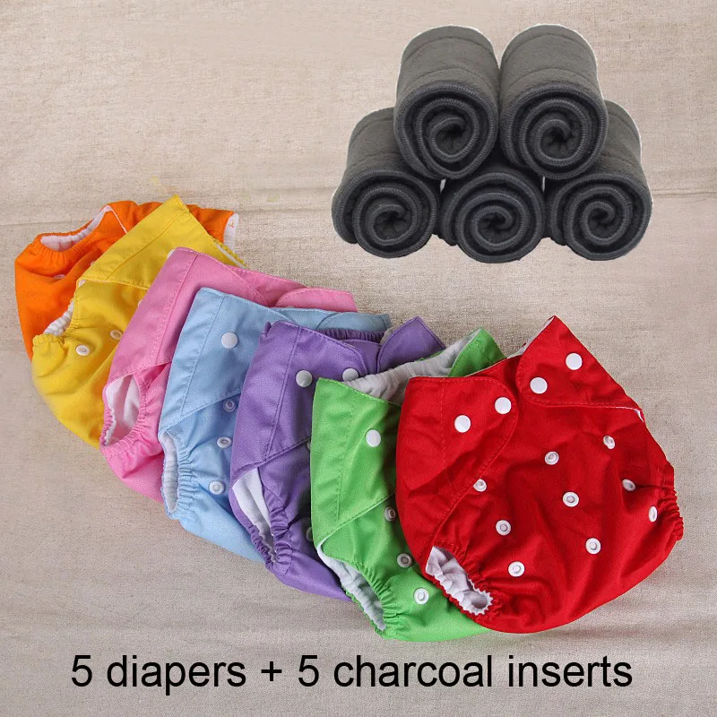 

Baby Cloth Diaper Reusable Baby Diapers Cover Washable Nappies Winter Seasons Version Bamboo Charcoal Inserts Adjustable Size