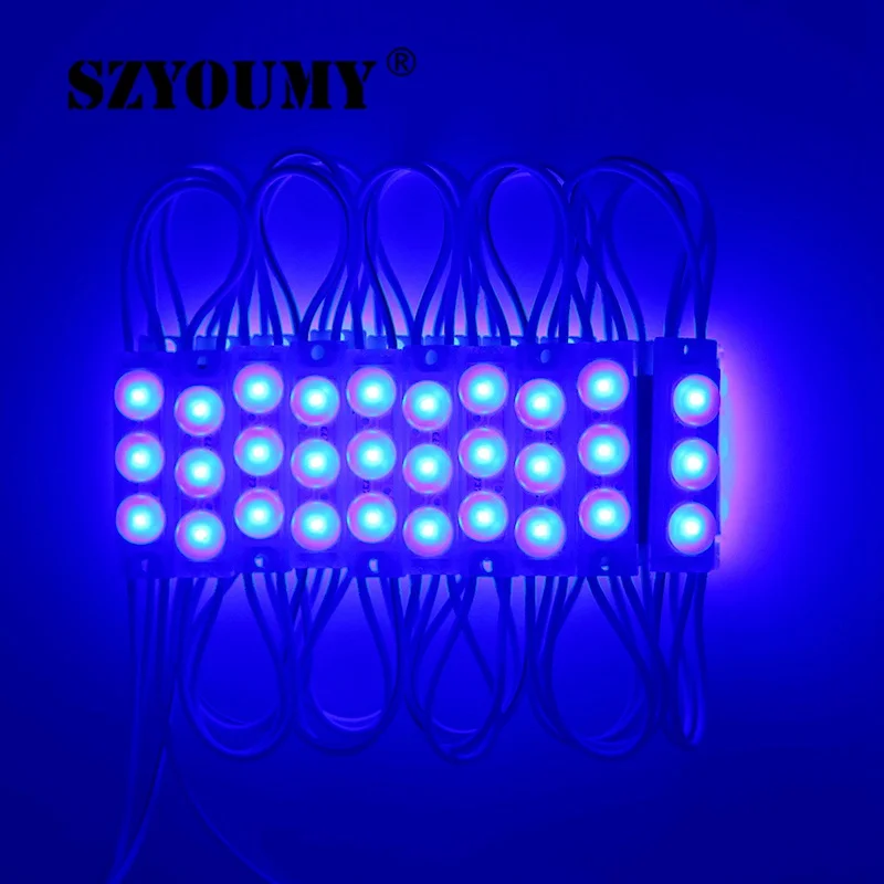 Синий SZYOUMY светодиодный мини-модуль 2835 SMD Водонепроницаемый 3 светодиодный Инжекционный объектив СВЕТОДИОДНЫЙ знак рекламы подсветка DC12V для макияжа зеркало - Цвет: Синий