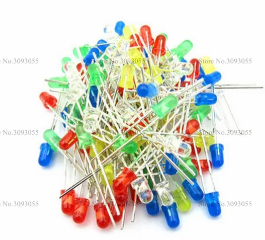 Набор светодиодных диодов 500 шт./лот 3 мм смешанные цвета красный зеленый желтый