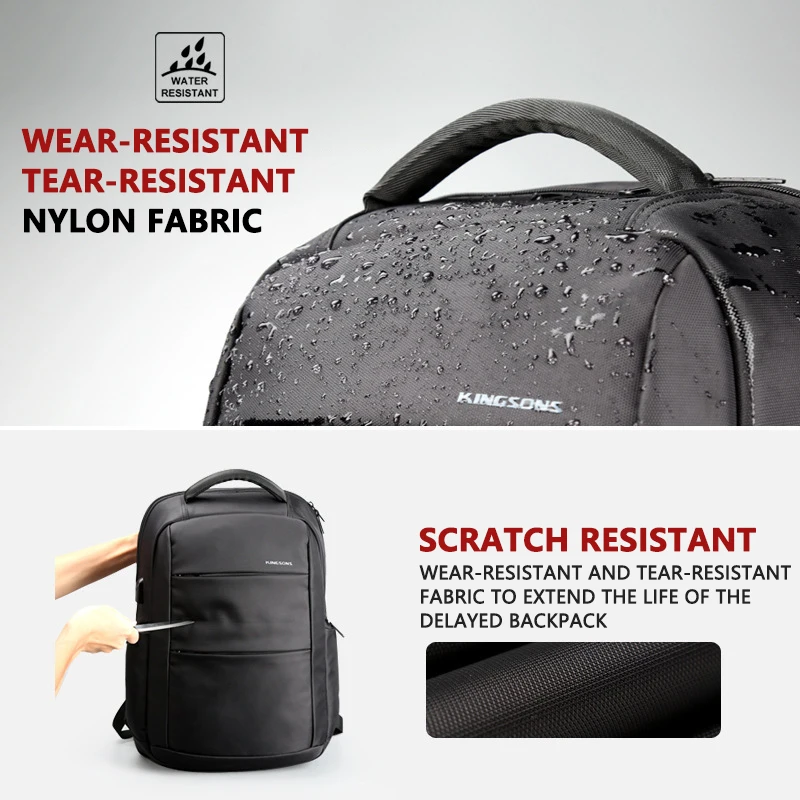 Мужской деловой рюкзак с USB зарядкой водонепроницаемый для ноутбука 14 15 6 дюймов