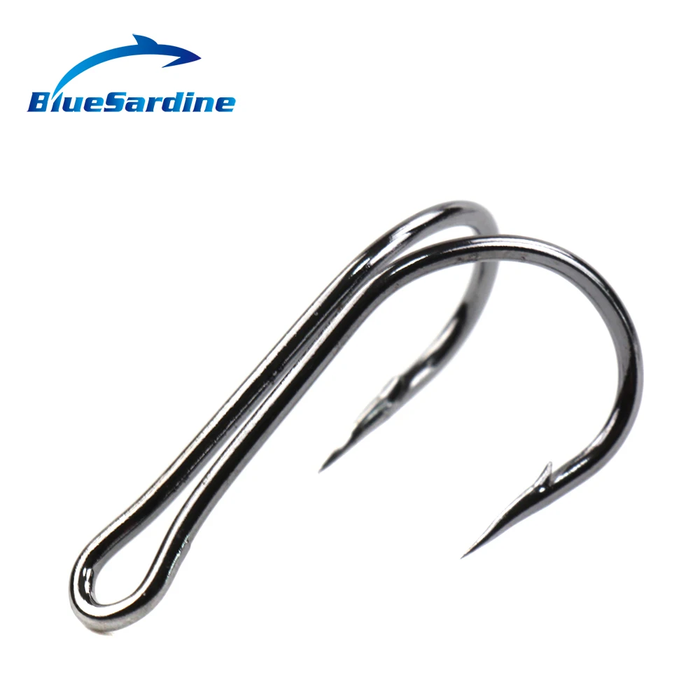 BlueSardine 50 шт. двойные крючки рыболовный крючок для морской рыбалки лягушка Anzol de pesca anzuelos углеродистая сталь колючая