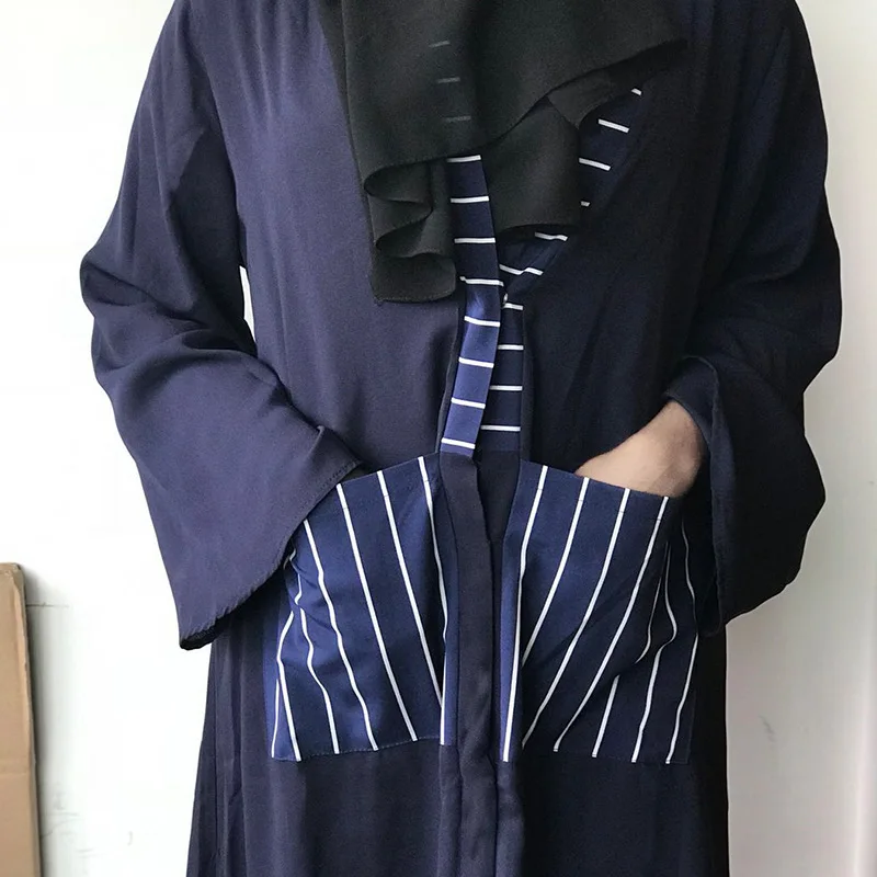 Новинка мусульманский женский кардиган исламский халат Eid al-Fitr Полосатое