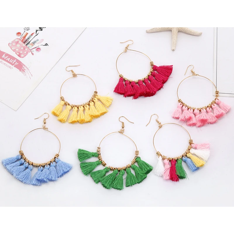 Богемные длинные серьги с кисточками для женщин модные ювелирные изделия