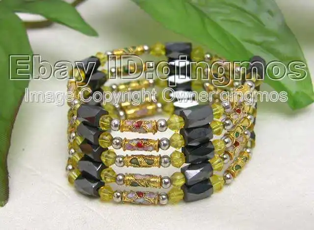 Qingmos оптовая продажа 8X перегородчатая гематитовая Магнитная бусина и тибетское