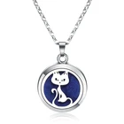 Оптовая продажа, изящный медальон 28 мм с распылителем эфирного масла для кошек, ожерелье из нержавеющей стали 316L с магнитной застежкой, модные ювелирные изделия, A13-56