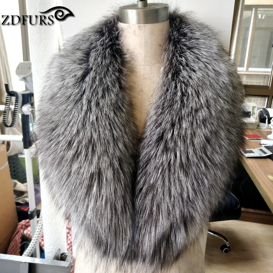 FXFURS 2020 новые модные воротники из натурального меха серебряной лисы Женская