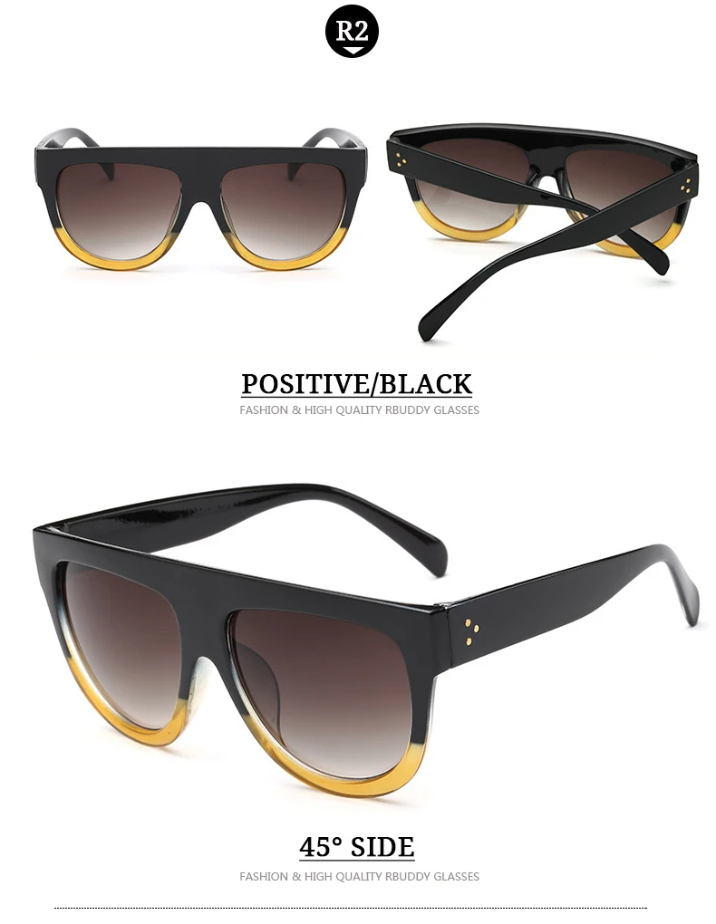 RBUDDY женские солнцезащитные очки lunette soleil femme с плоским верхом классические Супер брендовые Дизайнерские Большие женские CL оттенки солнцезащитные очки