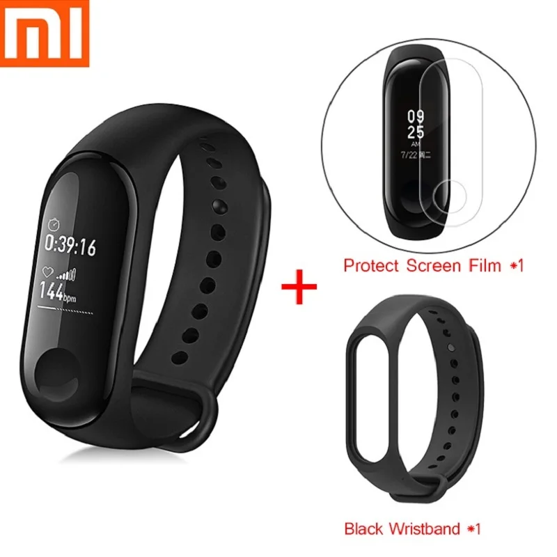 Add Black Wristband Xiaomi Mi Band 3 спортивный умный Браслет фитнес-трекер умный Браслет Шагомер пульсометр сенсорный экран отправка браслета ремешок - Цвет: Add Black Wristband