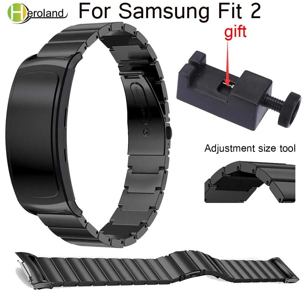 Браслет из нержавеющей стали для Samsung Gear Fit 2 Fit2 Pro люксовый металлический наручный