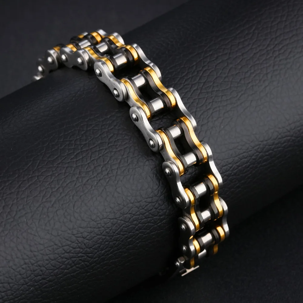 TENGYI мотоцикл браслет для мужчин черного цвета в стиле панк стали золота цепочка