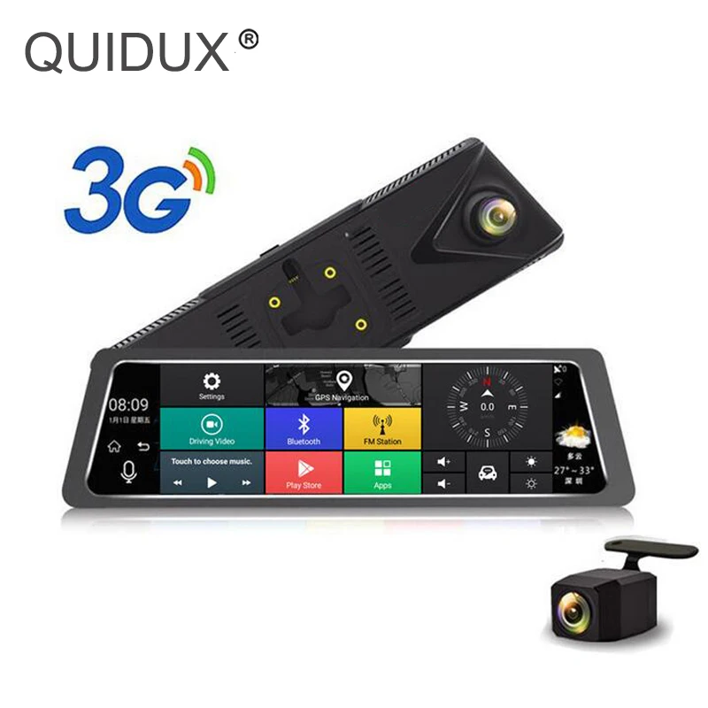 QUIDUX 10 дюймов Видеорегистраторы для автомобилей Зеркало заднего вида Android 3g gps