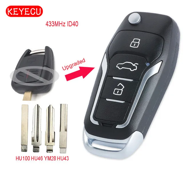Обновленный флип-модуль Keyecu с 3 кнопками 433 МГц ID40 чип для Opel Vectra B 1995-2002 / Omega 2003 |