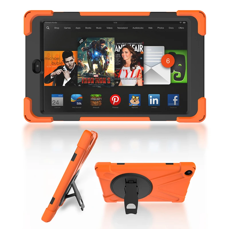 Ударопрочный детский безопасный силиконовый чехол с подставкой для Amazon Kindle Fire HD " планшет+ стилус