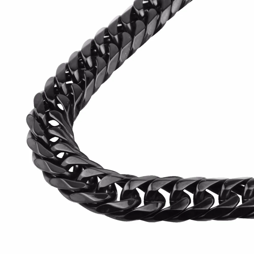 

Heavy Huge 21mm Wide Black Stainless Steel Double Curb Cuban Link Chain Necklaces for Men Jewelry