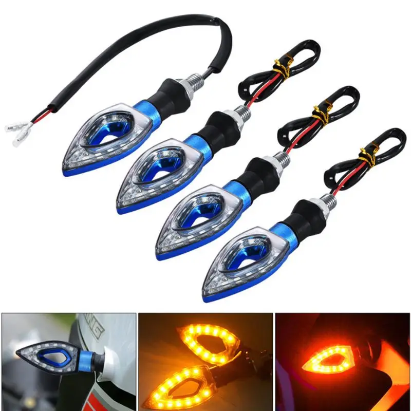 4Pcs 12 LED Motorbike Turn Lights Universal Signal Indicator Lamp Motorcycle Amber Light Color| |