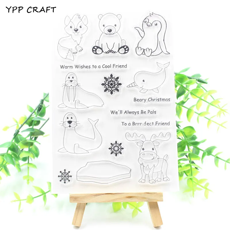 Прозрачные силиконовые штампы YPP CRAFT с изображением животных Арктики для