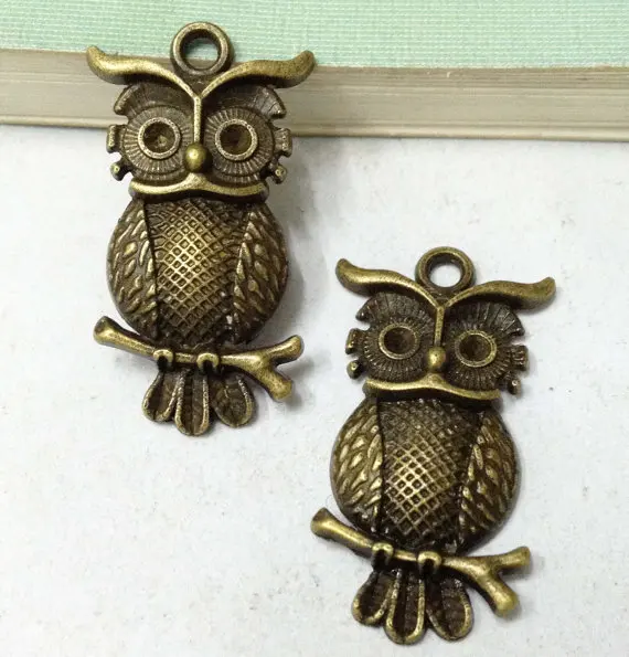 5 шт. Античная бронзовая сова на ветке дерева Талисманы Подвески 17x31 мм c408-6 |