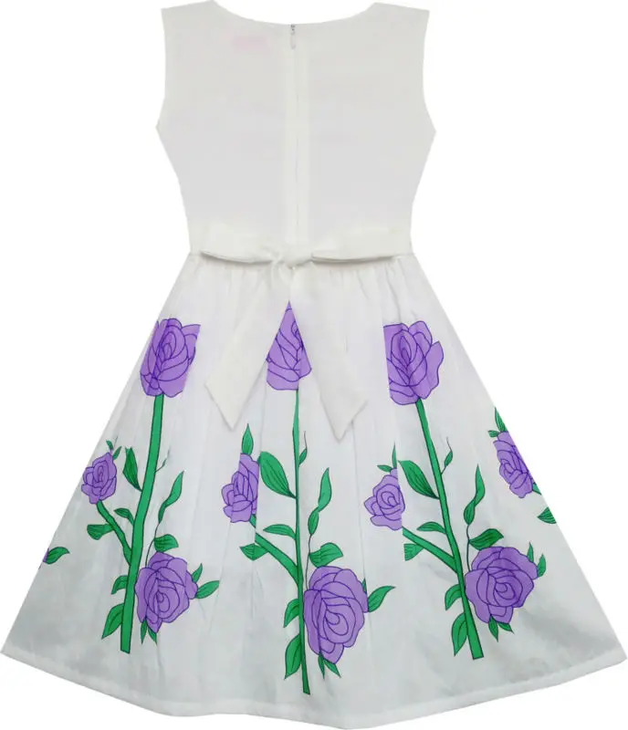 Girls Dress Princess Purple Rose Flower Garden Party 2020 Summer Wedding Dresses Girl Clothes Size 7-14 Pageant Sundress | Детская