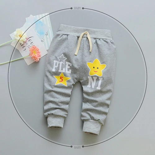 8496 Gray Daivsxicai/модные Хлопковые Штаны для малышей повседневные штаны для маленьких мальчиков с милым рисунком универсальные детские штаны для малышей от 7 до 24 месяцев - Цвет: 8496 Gray
