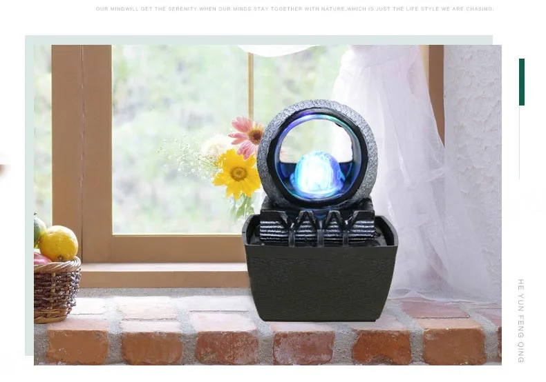 110 V-220 V из мультфильма «Холодное сердце» Стиль скала Мини Фонтан воды светодиодный хрустальный шар увлажнитель воздуха фэн-шуй Настольный украшения Lucky домашний декор