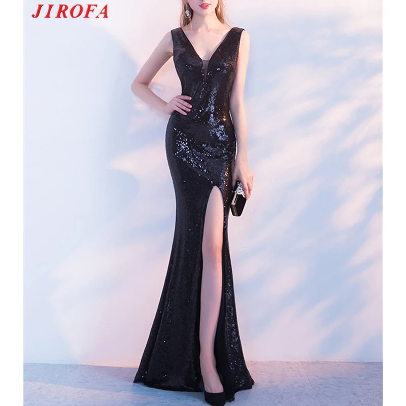 Женское вечернее платье Русалочка длинное с глубоким вырезом и открытой спинкой