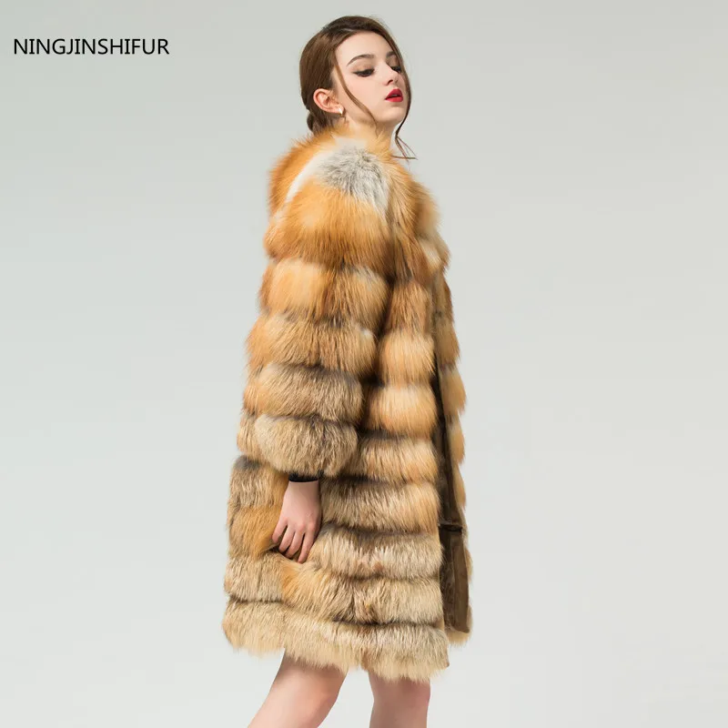 Новое Брендовое длинное женское короткое пальто из натурального меха Красной