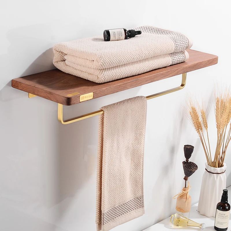 Держатель для полотенец в ванную комнату латунная деревянная вешалка настенный