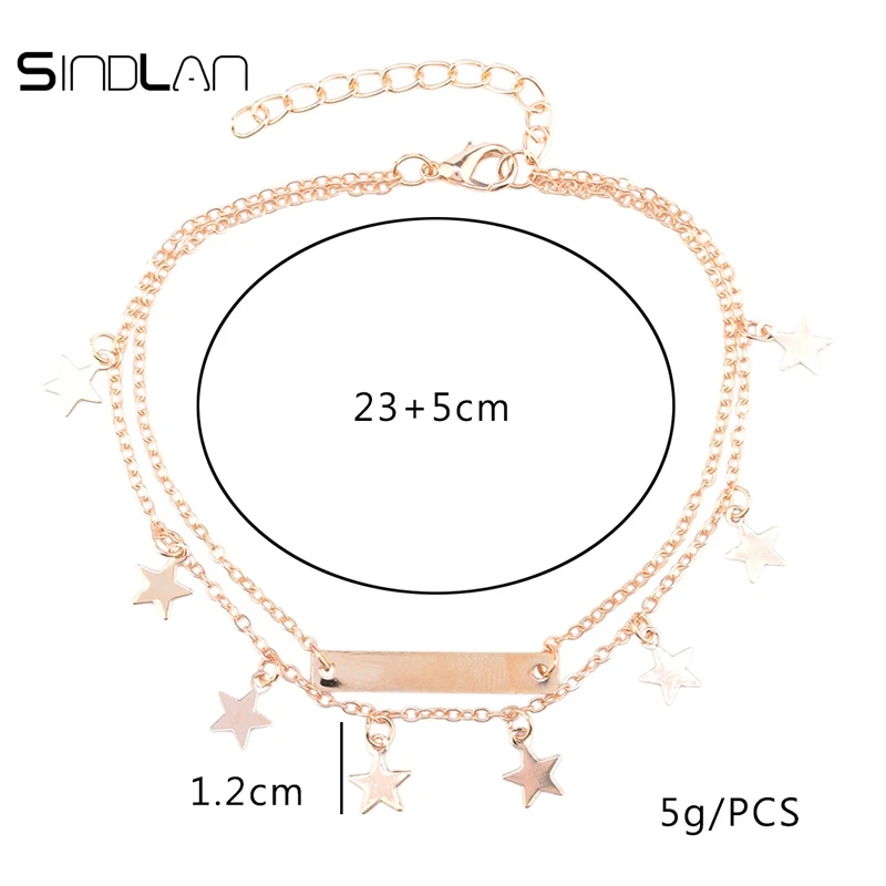 Sindlan браслеты Новые простые золотые серебряные звезды блестки кисточка