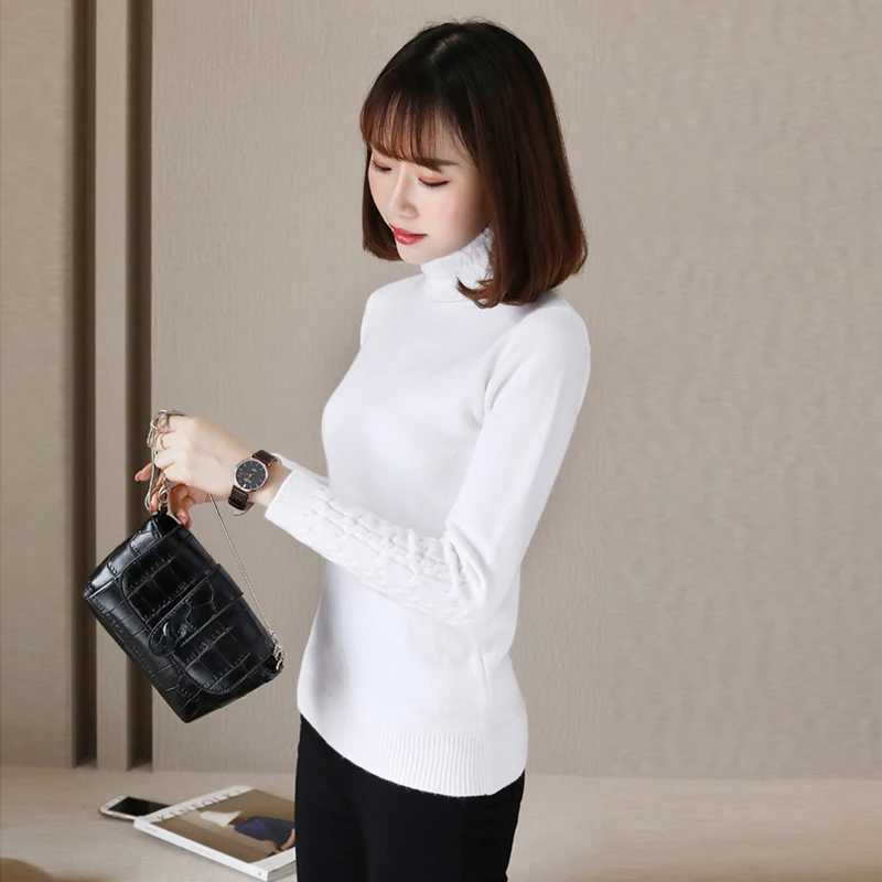 Turtleneck women sweater and pullovers autumn winter 2019 woman long sleeve Warm wool knitted female pullover Pull Femme | Женская