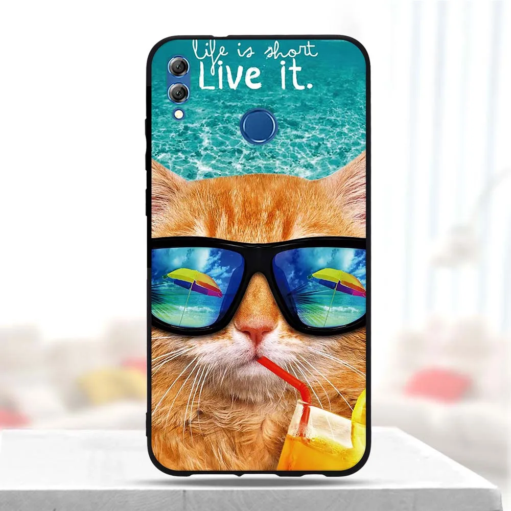Чехол для Huawei Honor 8X Max Мягкий силиконовый чехол из ТПУ с изображением милого кота 8