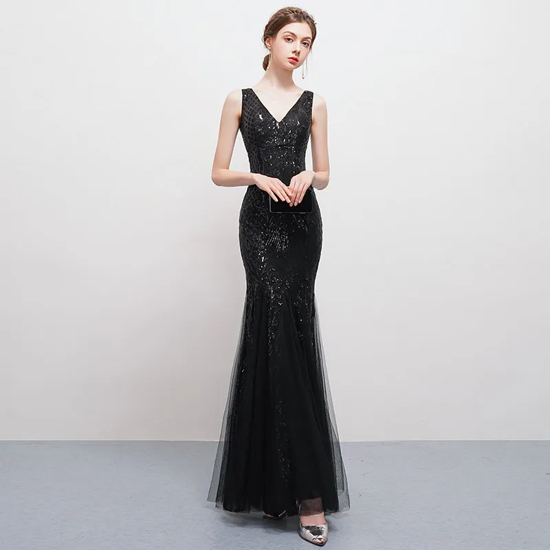 Wei yin Robe De Soiree с v-образным вырезом, новые модные длинные вечерние платья с открытой спиной, роскошные вечерние платья с блестками, платья для выпускного вечера - Цвет: NO10