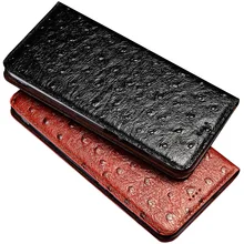 Ostrich Texture Genuine Cow Leather Case For Meizu MX 5 6 MX5 MX6 Cover Flip Stand Magnetic Phone Bag
