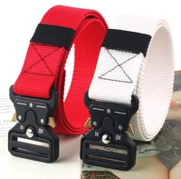 3 8cm men belt nylon tactical army belt trousers metal buckle canvas belts outdoor training camouflage red military waist belt