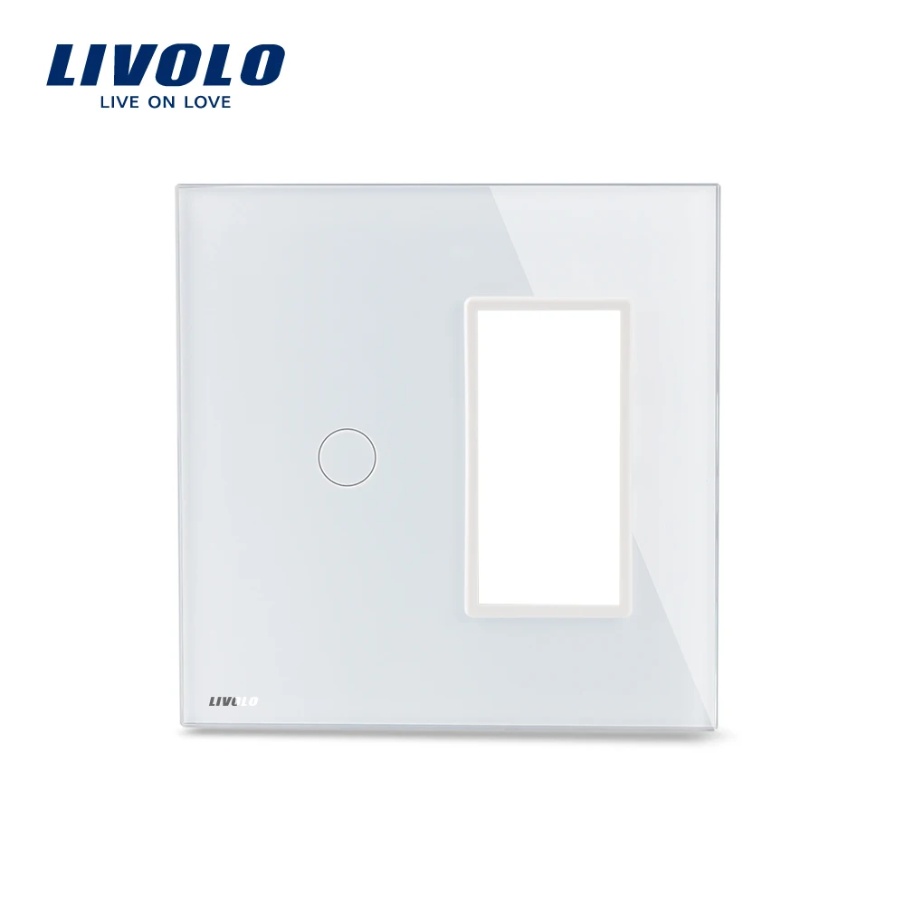 Livolo US standard Luxury White Pearl Crystal Glass 1Gang &amp1 Frame Panel VL-C5-C1/SR-11/12 |