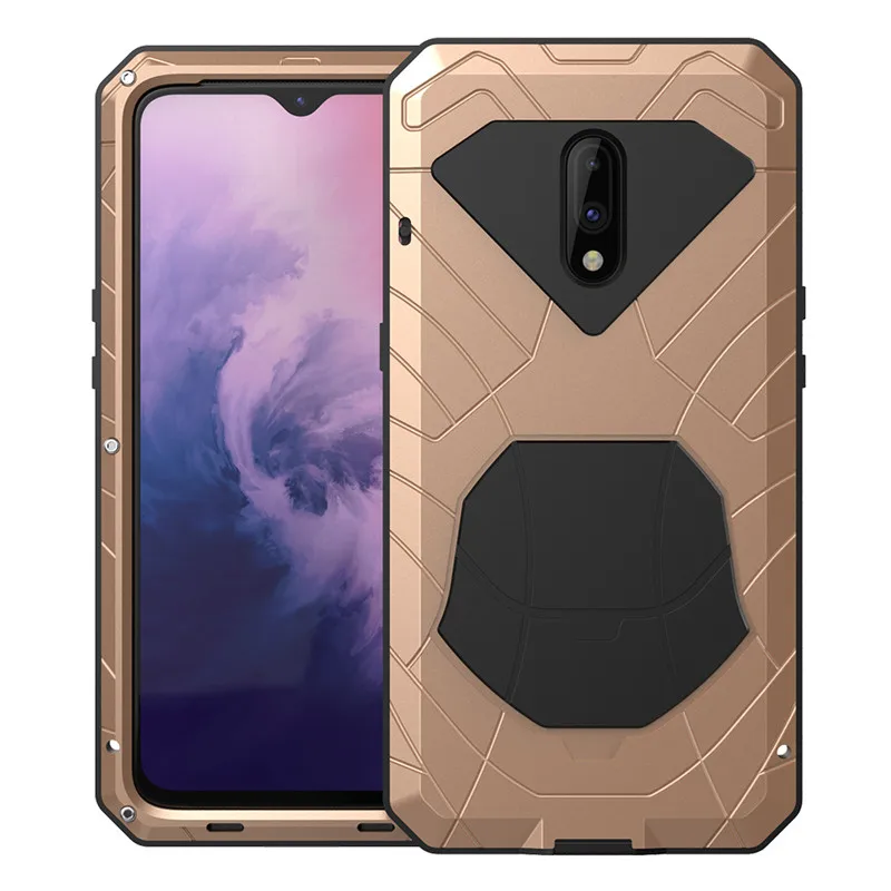 gold Чехол для Oneplus 6 6T из алюминия и металла, Защитное стекло для экрана, силиконовый бампер, противоударный сверхпрочный чехол для Oneplus 7 7Pro, чехол s - Цвет: gold