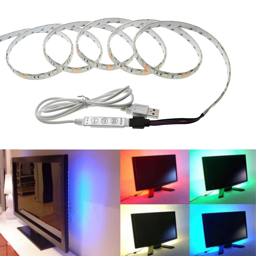 Светодиодная лента USB 5050 3528 Пыленепроницаемая водонепроницаемая 5 в пост. Тока